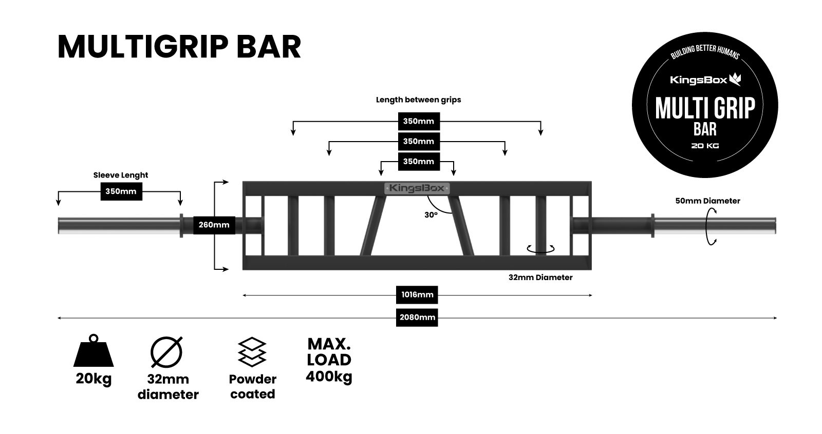 Kingsbox multi grip bar - Image 2
